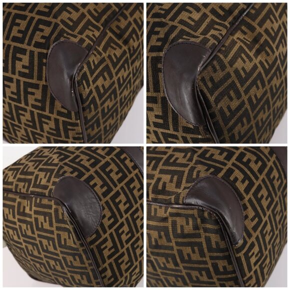 FENDI Zucca Canvas Boston Bag Black Brown Auth 141285 - Picture 15 of 16